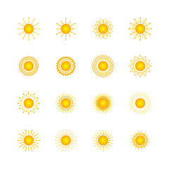Set of different images of the sun