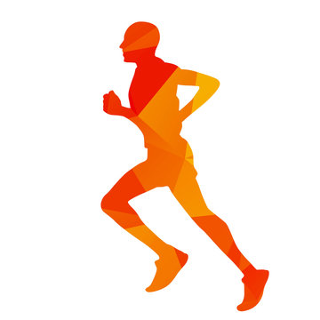 Abstract geometrical orange running man