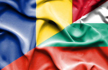 Obraz premium Waving flag of Bulgaria and Romania