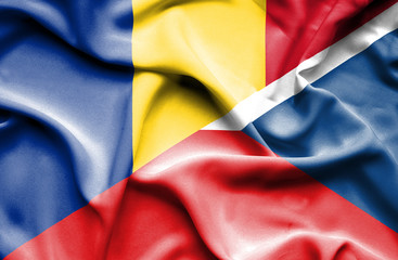 Waving flag of Czech Republic and Romania
