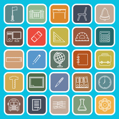 School line icons on blue background