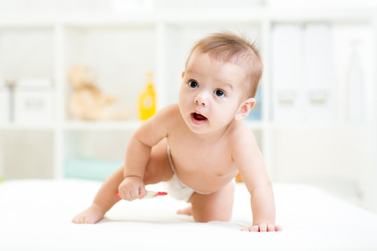 cute small child weared in diaper