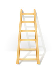 Wooden step ladders stand near white wall. Eps10 vector
