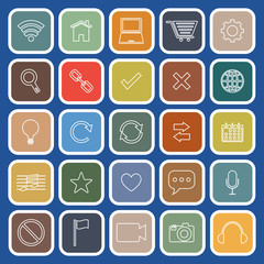 Web line flat icons on blue background