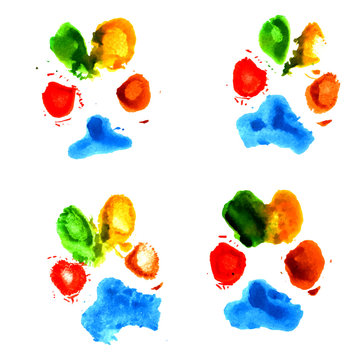 Watercolor animal paw prints