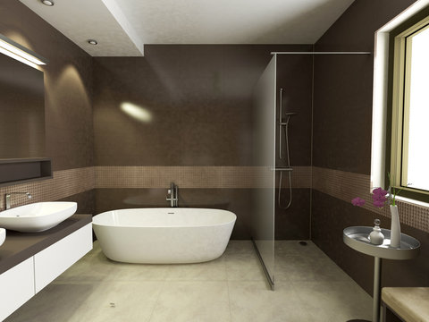a modern bathroom interior, 3d render