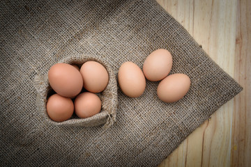 eggs on wood background