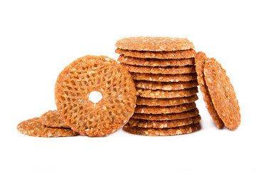 biscuits with sunflower seeds on a white background