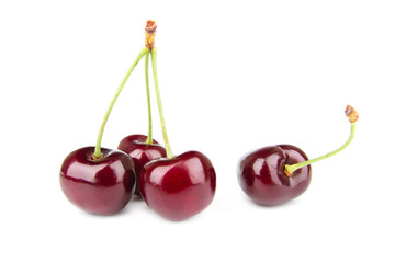 red cherry closeup on a white background