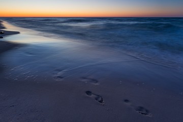 Beautiful Baltic sea beach at sunset