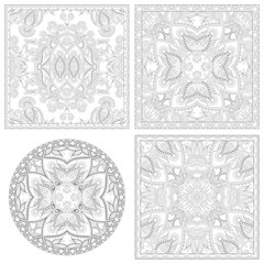 unique coloring book square page set for adults