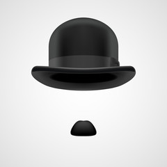 gentleman with small moustaches and bowler hat