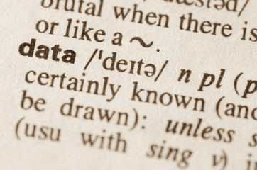 Dictionary definition of word data