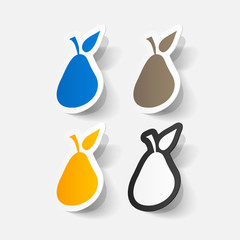 Paper clipped sticker: pear fruit