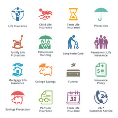 Life Insurance Icons - Colored Series
