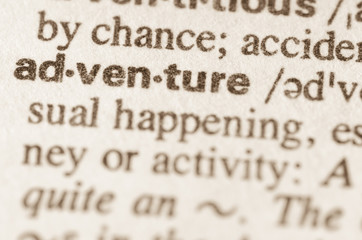 Obraz premium Dictionary definition of word adventure
