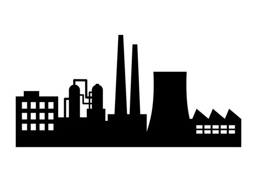 Black factory icon on white background