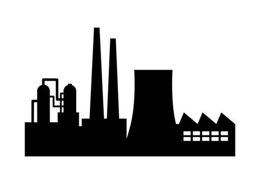 Black factory icon on white background