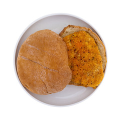 Breaded chicken sandwich on a dish