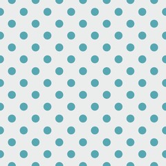 Tile vector pattern with blue polka dots on grey background © ingalinder