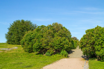 Gravel footpath going to the stairs