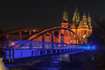 Poznań - widok mostu Jordana oraz katedry na Ostrowie Tumskim