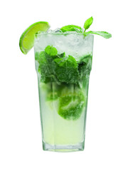 Cocktail mojito in front of white background