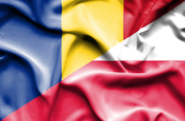 Waving flag of Poland and Romania