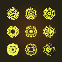 set abstract pattern circles with leaf and floral concept asia 