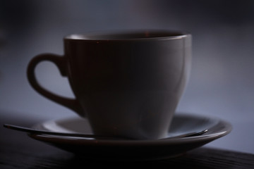 cup in a cafe near the window