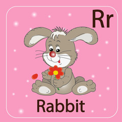 The English letter R and a rabbit