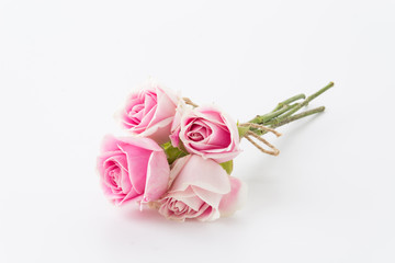 white and pink rose bouquet on white background