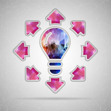 Abstract Creative concept vector icon of bulb with arrows for