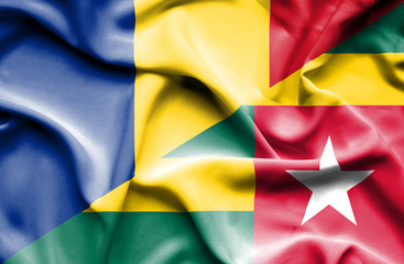 Waving flag of Togo and Romania