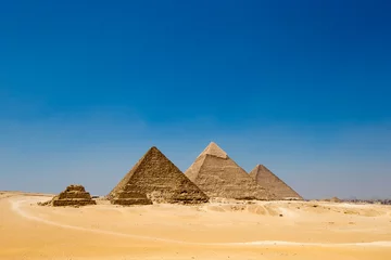 Crédence de cuisine en verre imprimé Egypte pyramides de Gizeh au Caire, Egypte.