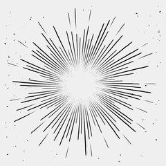 Obraz premium Vintage monochrome sunburst. Vector illustration