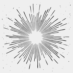 Vintage monochrome bursting rays. Vector illustration, great for retro style projects