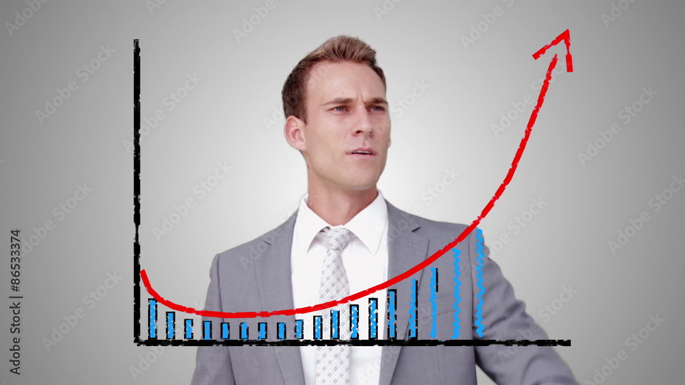 Aufkleber a businessman using a graphic interface