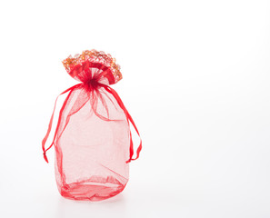 concept image of the chinese new year - red net bag