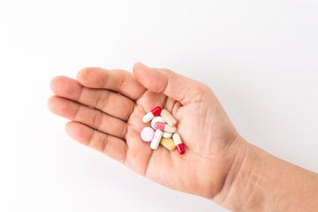 diferent Tablets pills capsule heap mix therapy drugs doctor flu