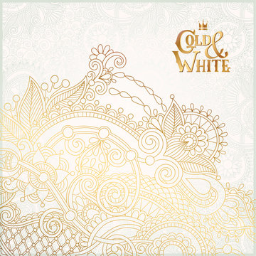 elegant floral ornamental background with inscription Gold and W