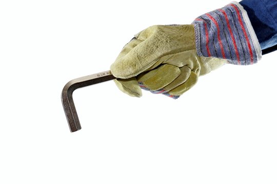 Imbussschl&uuml;ssel, Stiftschl&uuml;ssel in Hand, Freisteller