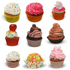 Cupcake, Isolated, Multi Colored.