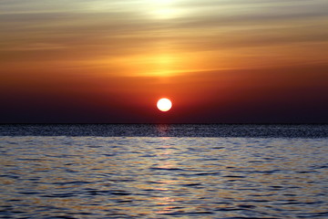sunrise on the sea close up