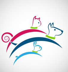 Cat dog and rabbit cute logo