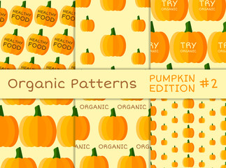 Organic seamless pattern collection. Fresh vegetables from the