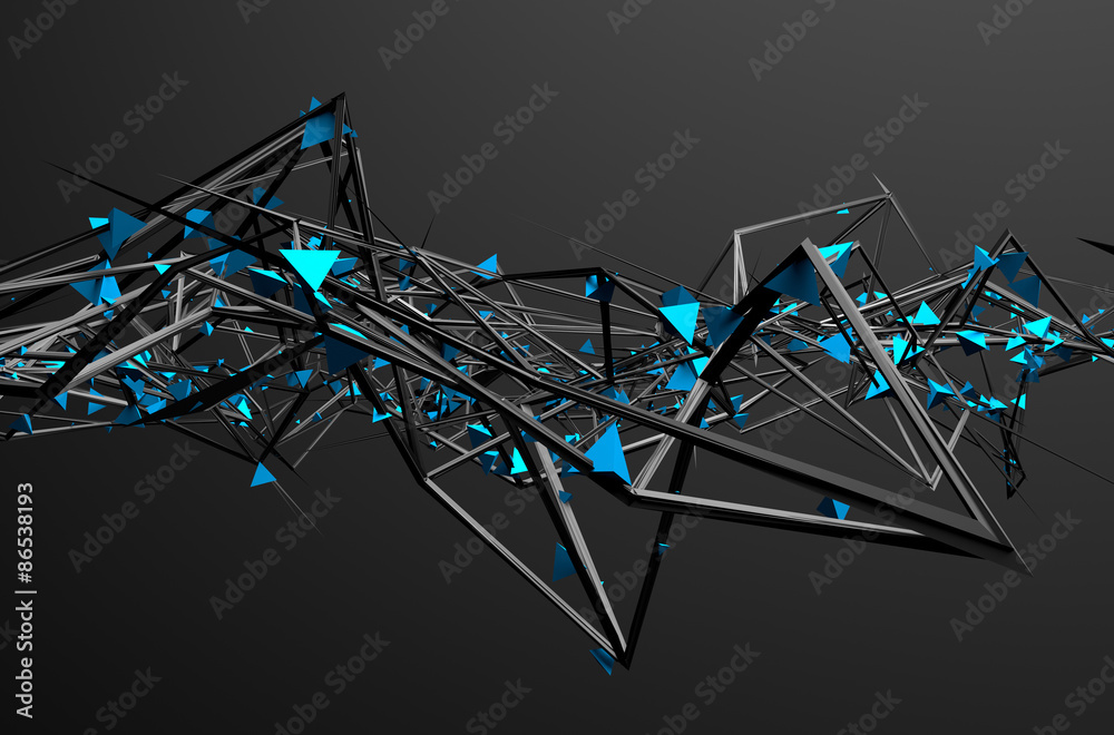 Poster abstract 3d rendering of chaotic structure.