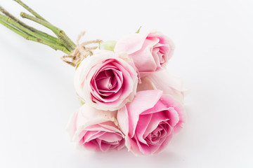 white and pink rose bouquet on white background