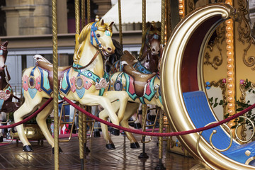 Fototapeta na wymiar Merry-go-round on Piazza della Repubblica in Florence in Italy