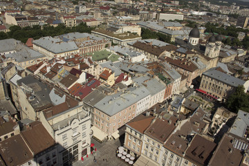 Fototapeta premium View of the roof of Lviv from the height
